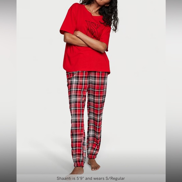 VICTORIA SECRET FLANNEL JOGGER TEE-JAMA SET - Picture 10 of 12